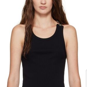Jean Paul Gaultier Black Ribbed Suspender Tank Top.😍